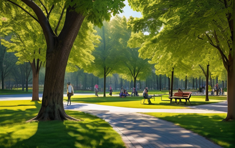 도시 내 생태적 연결성의 국제적 사례 연구 - **Prompt 1: Vibrant Urban Park with Diverse Community Engagement**
    An expansive, well-maintained...