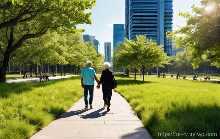 도시 생물 다리와 그린웨이의 중요성 - **"A vibrant urban green corridor spanning through a bustling modern city. The pathway is lined with...