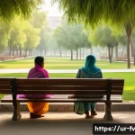 도시 녹지 공간의 법적 기준과 정책 - **Prompt:** A vibrant and lush urban park scene in Pakistan, bustling with families, children, and e...