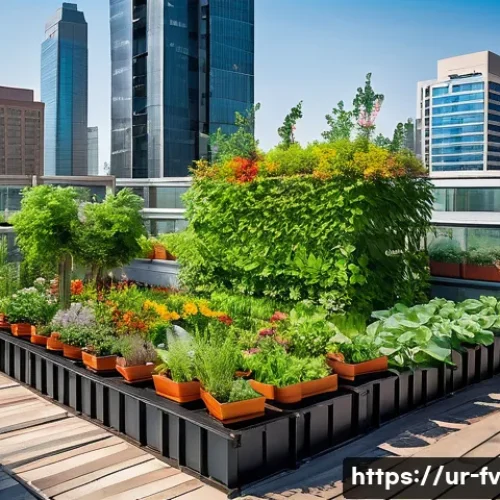 도시 환경에서 생태계 복원하기 - A vibrant urban rooftop garden scene in a bustling Pakistani city, showcasing diverse native plants ...