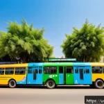도시 생태적 통합의 필요성과 해결책 - A vibrant urban neighborhood in Karachi featuring modern green buildings with solar panels on roofto...